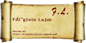 Föglein Lajos névjegykártya